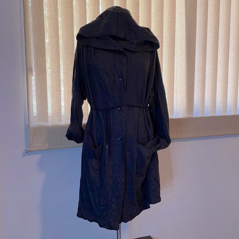 Long hooded wool sweater